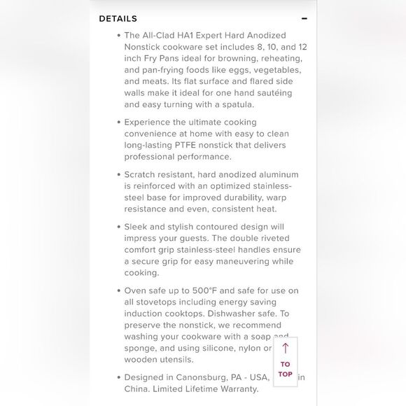 All-Clad HA1 Non-Stick 3-PC Fry Pan Set - Picture 11 of 14